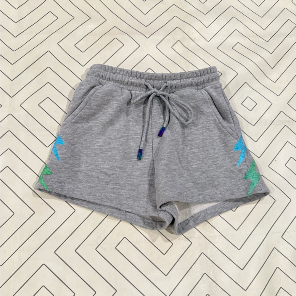 Queen of Sparkles Grey Lightning Bolt Sweatshorts